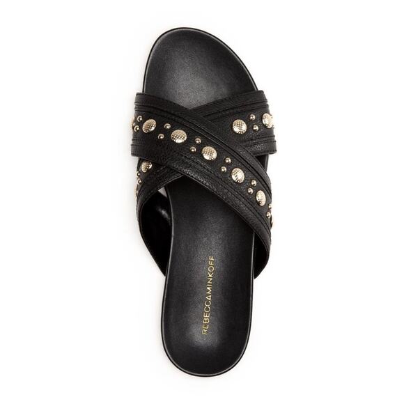 Rebecca Minkoff Tori Black Studded Slide Sandals - Picture 3 of 9
